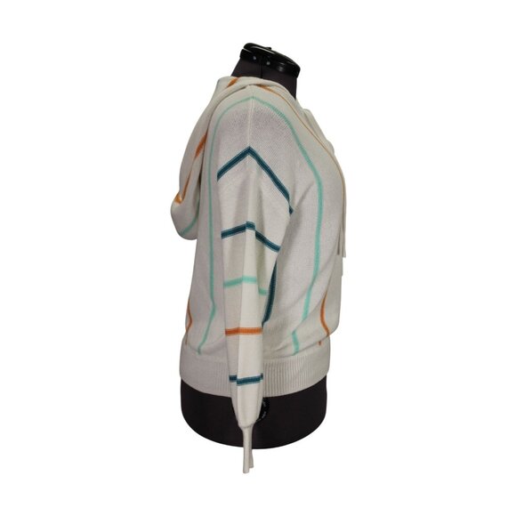 Roxy Bay of Rainbows Knit Hoodie Sweater Women’s Size Small Lace-Up V-Neck - Picture 5 of 13